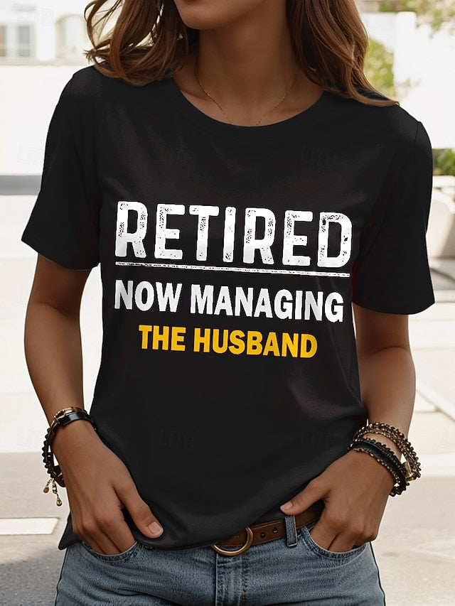 Women's T Shirt Retired Graphic Letter Vintage Stylish