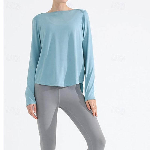 Women's Yoga Top Crew Neck Quick Dry Lightweight Breathable