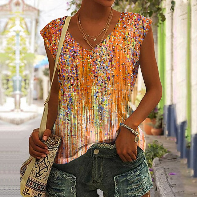 Women's Camisole Tank Top Basic Print Sleeveless Regular