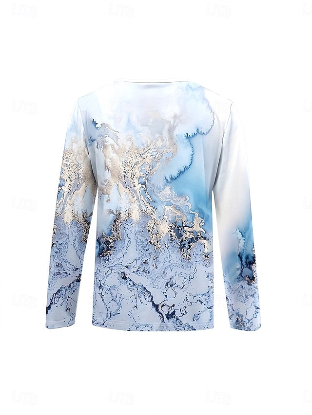 Women's T Shirt Zipper Print Graphic Abstract Marble