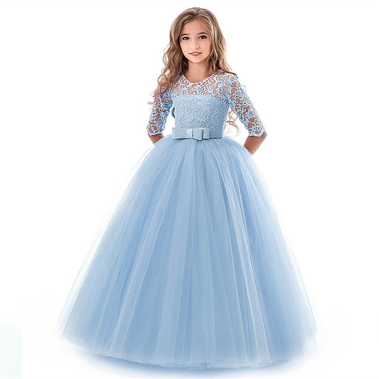 Flower Wedding Dress Girls' Half Sleeve Kids Girl