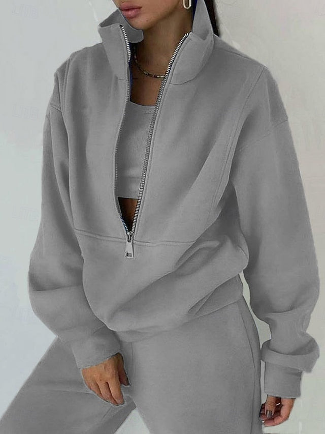 Women's Pants Sets Long Sleeve Turtleneck Plain Fashion