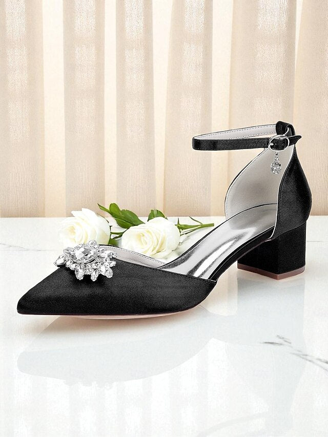 Shoes Burgundy Women's Heel Satin Block with Wedding