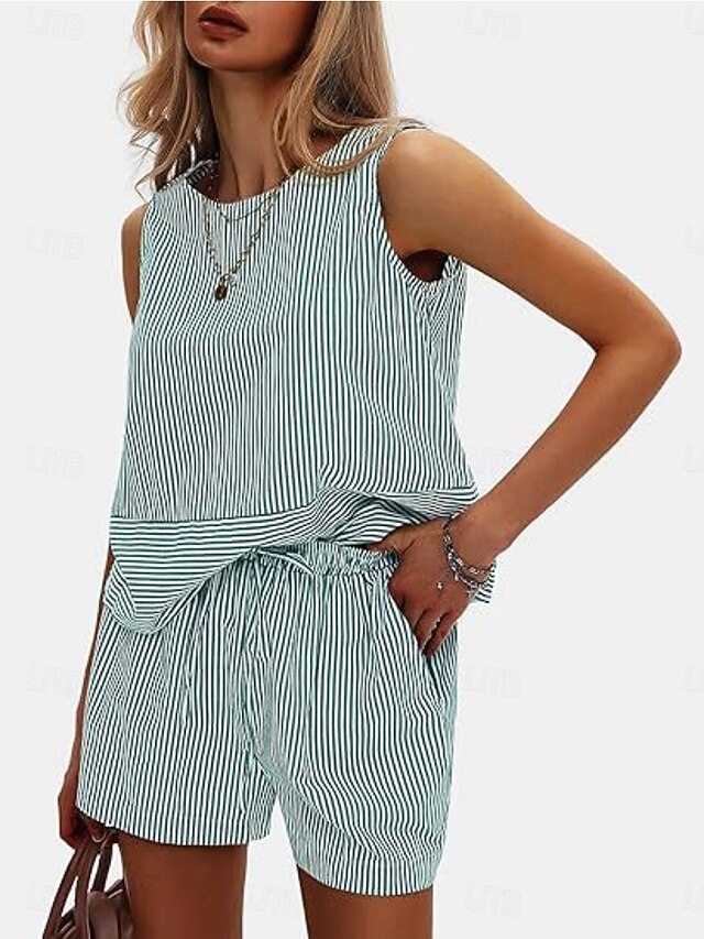 Women's Shorts Sets Bolero Top Sleeveless Round Neck