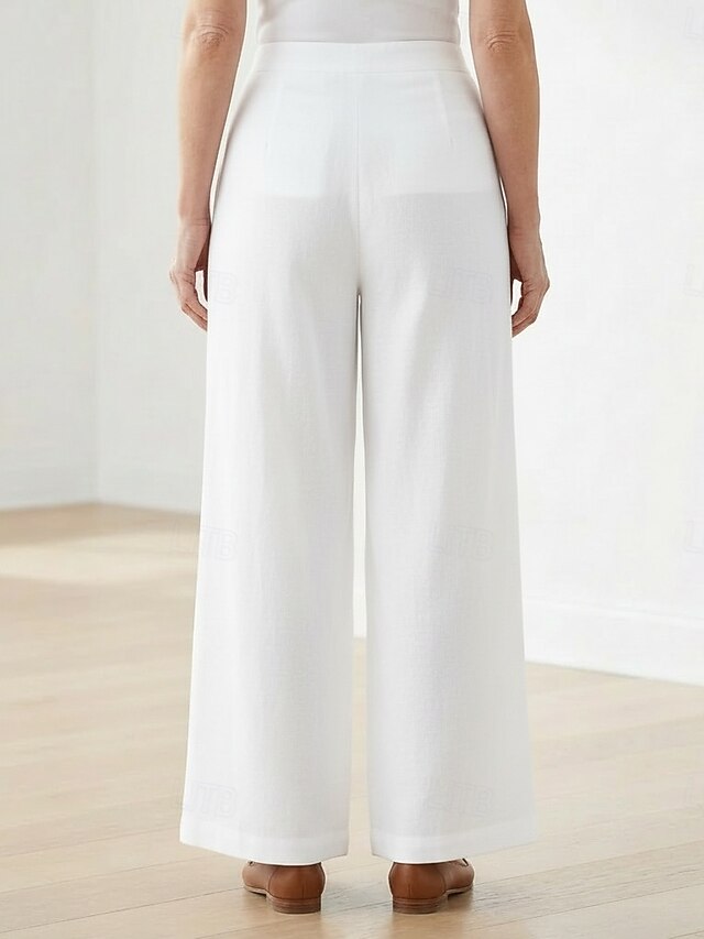 70% Linen Women's Linen Pants Wide Leg Chinos Vacation