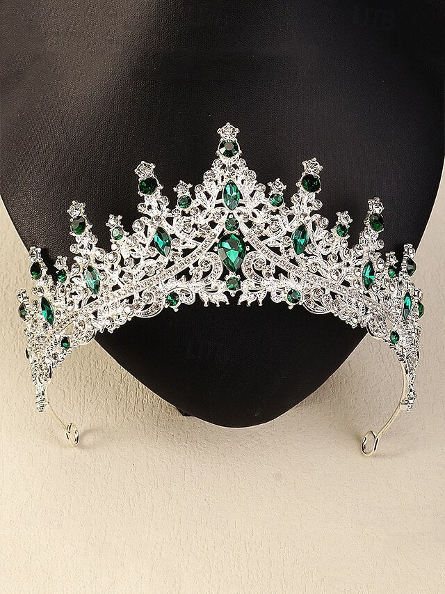 and Sparkling Diamond Set Crown Tiara Necklace – Gold-Plated