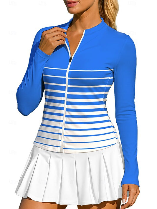 Women's Geometric Stripes Tops Sport Shirt Tennis Shirt