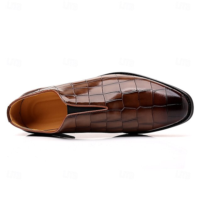– Shoes Pattern Slip-On Burgundy Men's Crocodile