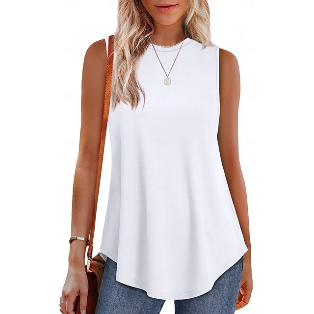 Multi Packs 3pcs Female Crew Neck Sleeveless Black+Pink+White