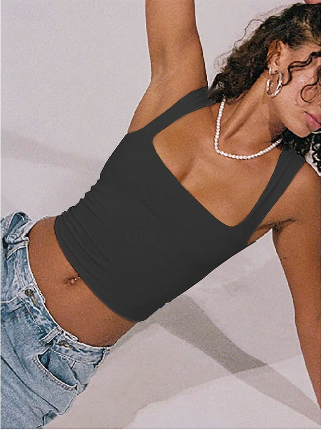 Women's Camisole Tank Top Ruched Solid Color Stylish Casual