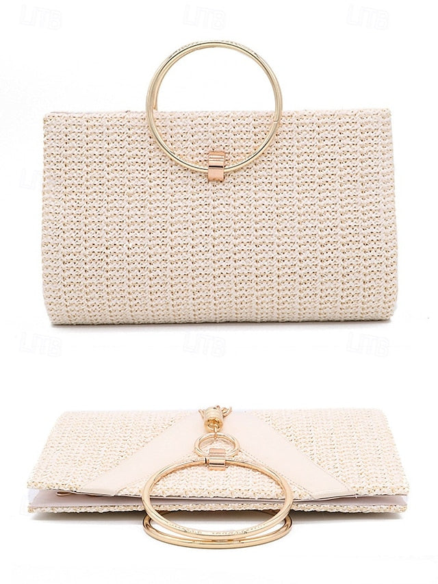 Straw Woven Clutch – with Handbag Purse Elegant Women's