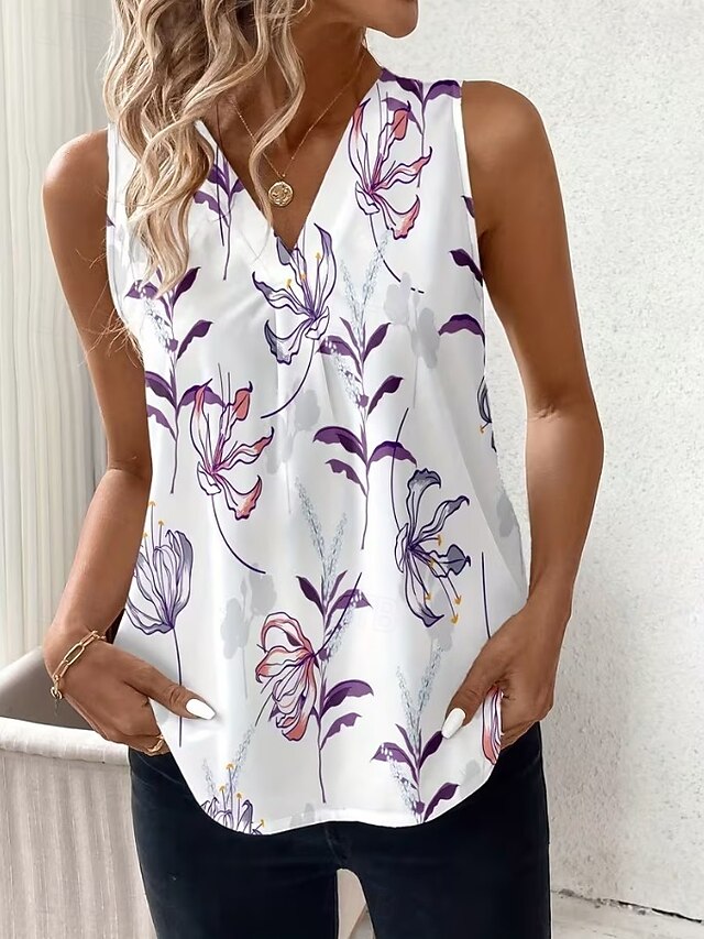 Women's Tank Top Floral Graphic Plants Elegant Vintage