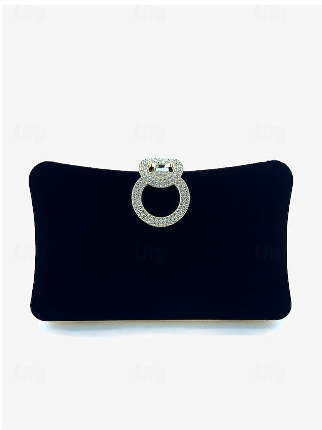 Ring Bag Clutch Velvet Rhinestone Women's with Elegant Blue