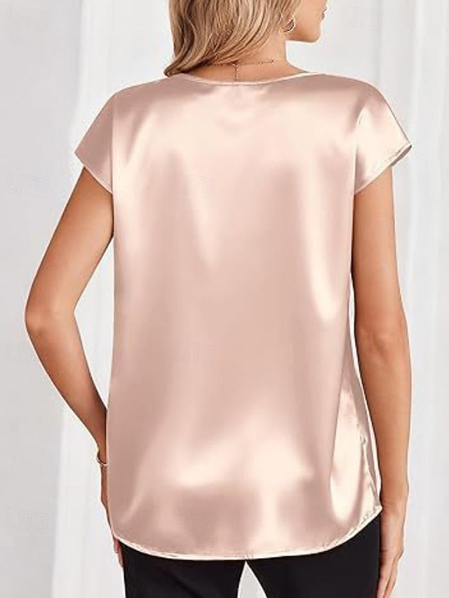 Women's Shirt Elegant Satin Top Blouse Plain Active Cute