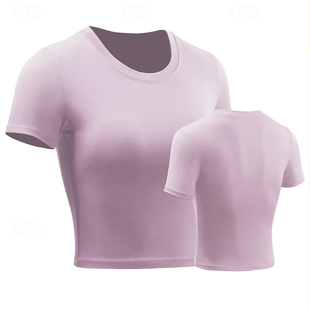 Women's Running T-Shirt Crop Top Short Sleeve Tee Tshirt