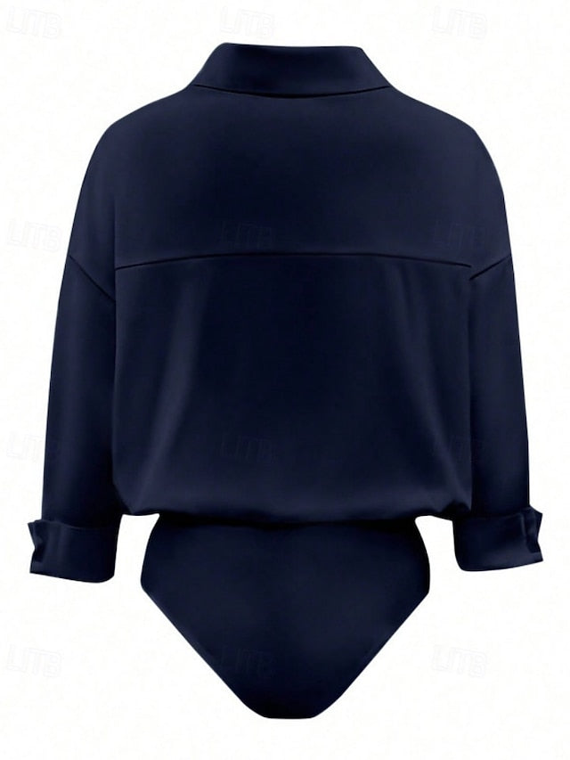 Women's Shirt Blouse Plain Stylish Basic Casual Long Sleeve