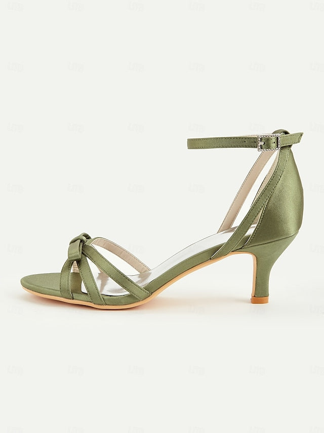 Kitten 1950s Strappy Women's Satin Heel Vintage Green