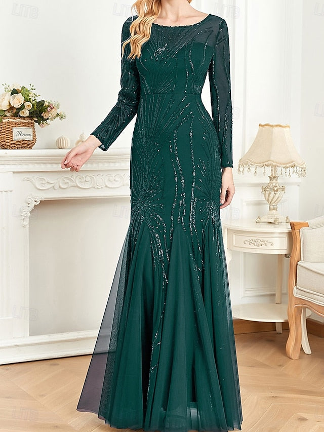 Mother Bride Neck Elegant the Crew of Party Floor Dress