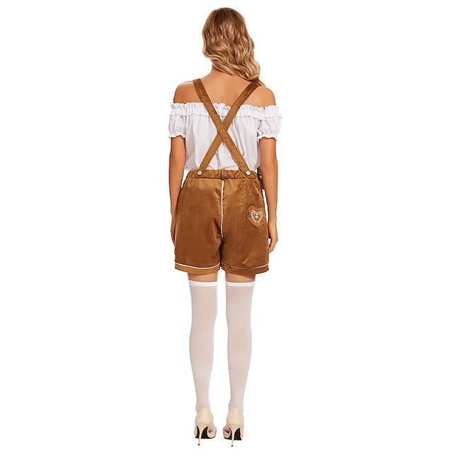 Couples Oktoberfest Beer Costume Blouse Shirt Lederhosen