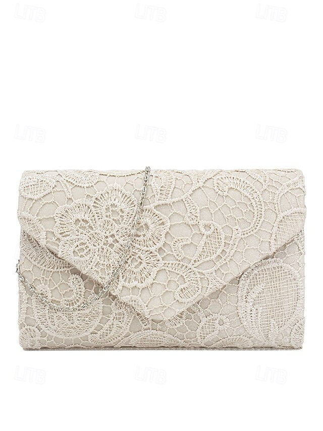 Clutch with Lace Women's Bag Evening Strap Chain