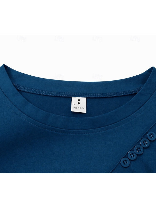 Women's T shirt Long Sleeve Solid Color Stylish Casual Long