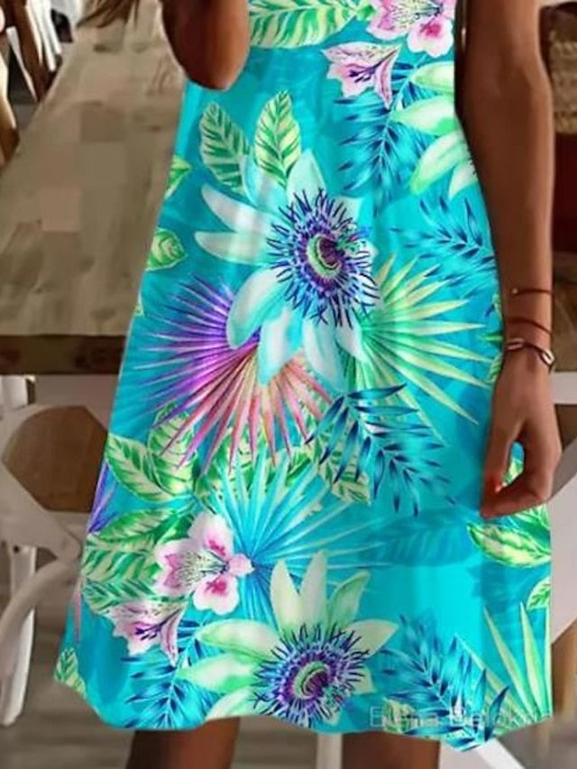 Women's Mini Dress Casual Dress Elegant Tropical Hawaiian