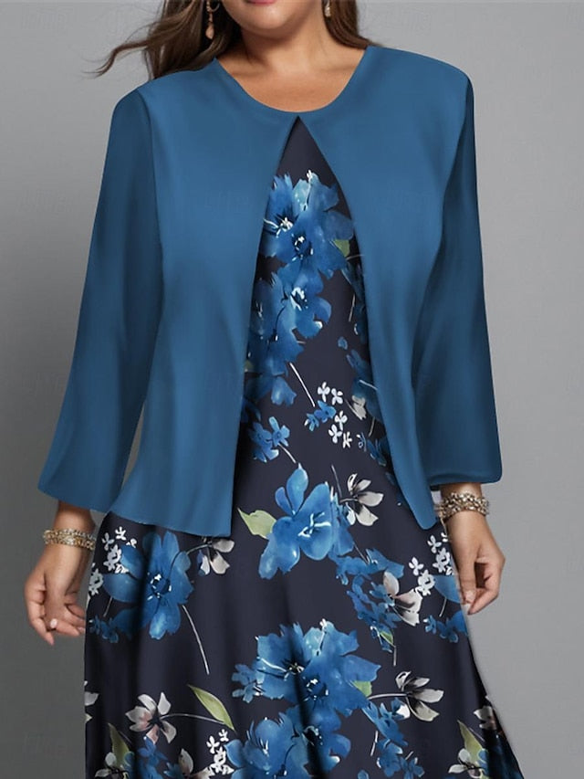 Women's Plus Size Midi Dress Dress Set Casual Dress Swing