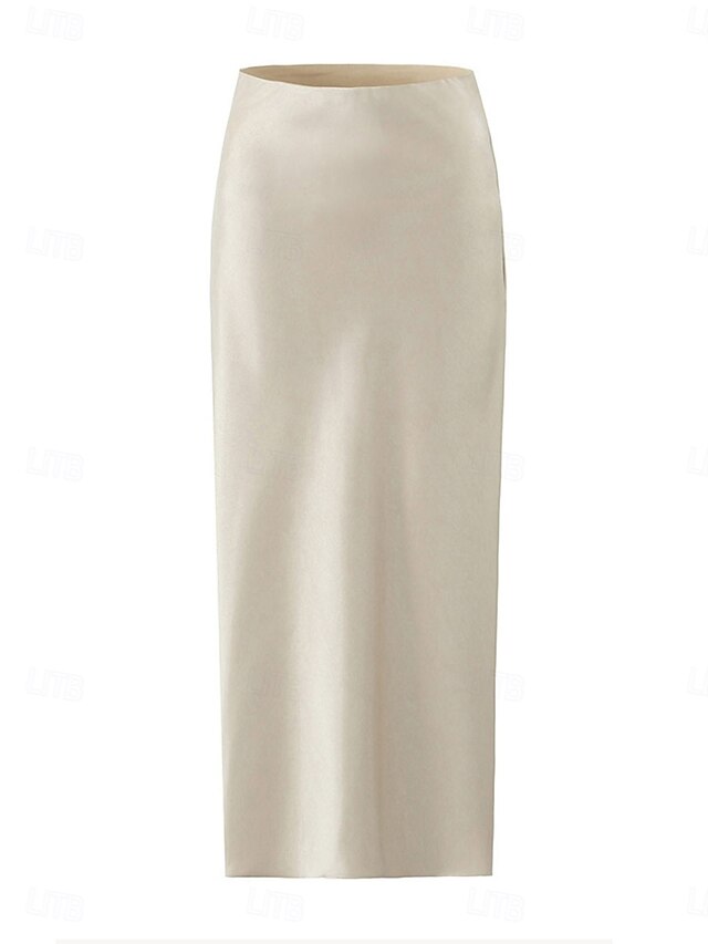 Women's Satin Skirts Elegant Vintage Fashion Sparkle Maxi