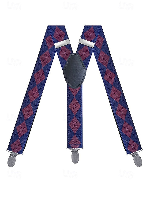 – Suspenders Classic Pattern Clip-On Argyle Men's