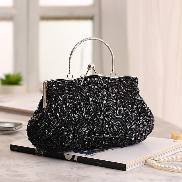 Women's Purse Beaded Vintage Clutch – Evening White