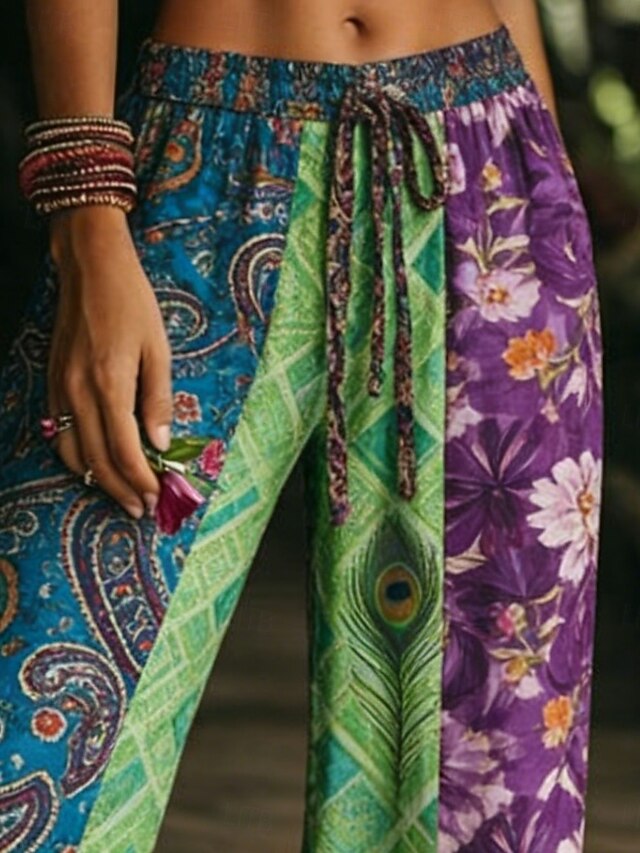 Women's Wide Leg Pants Trousers Vacation Fashion Boho Full