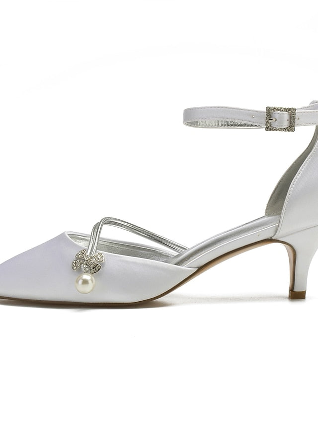 Heels Women's Kitten with Satin and Blue Pearl Dark