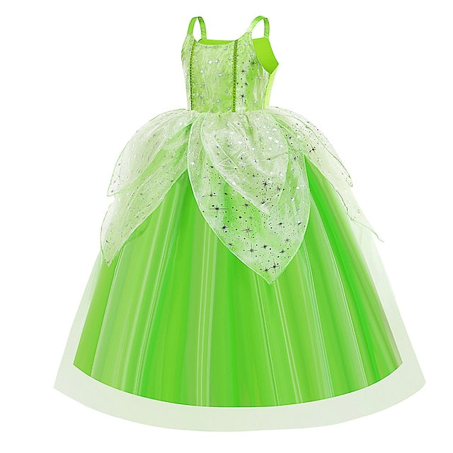 Tinker Princess Bell Fairytale Tiana Dress Theme Girl Flower