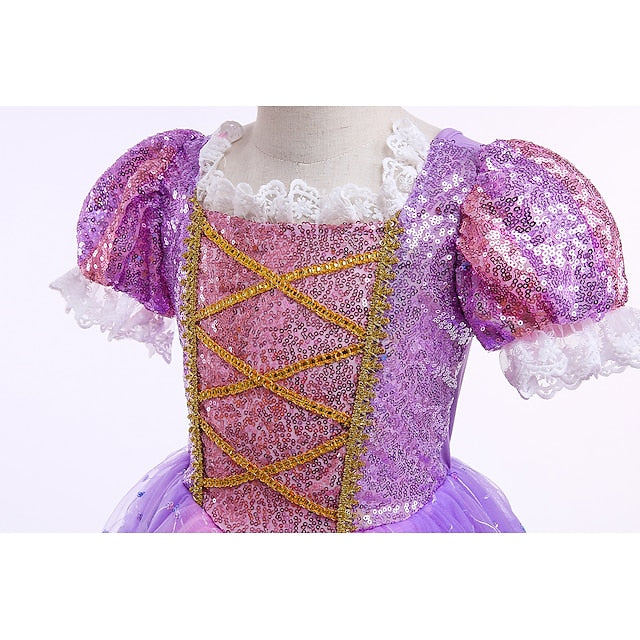 Rapunzel Cosplay Girl Dress Flower Princess Cloak