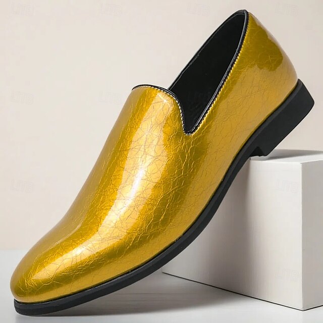Slip-On Metallic Shiny – Men's Loafers Gold Fashionable