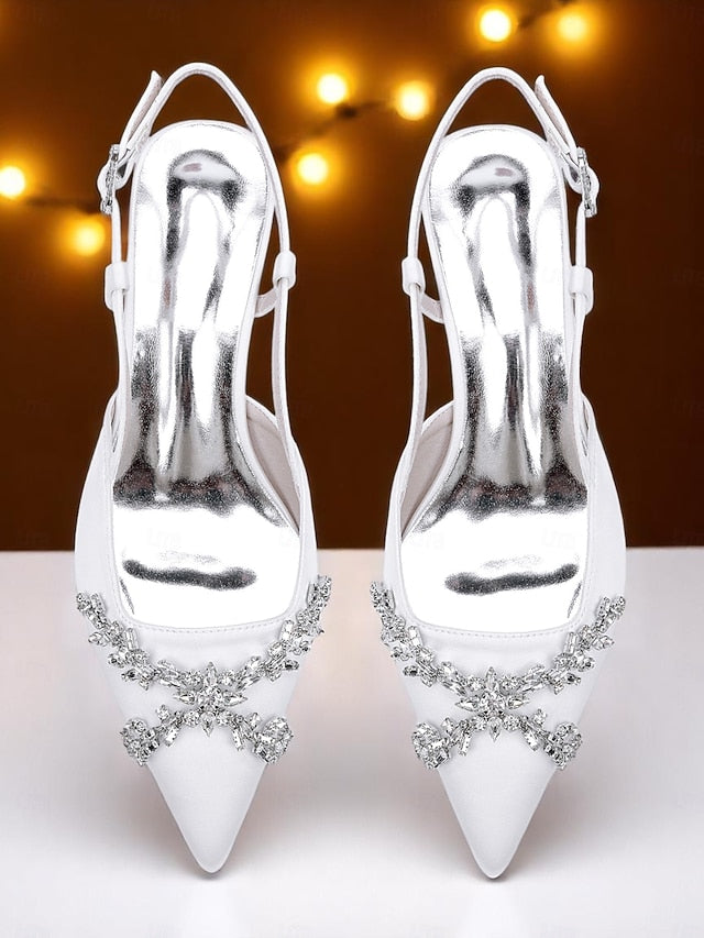 Black Women's Satin Heels Slingback