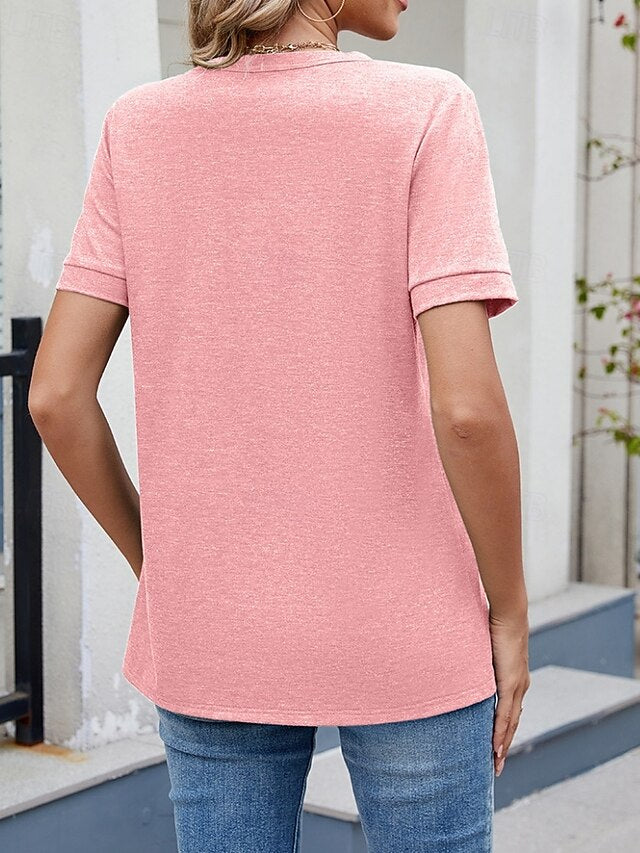 Women's T Shirt Tee Top Solid Color Fashion Classic Casual