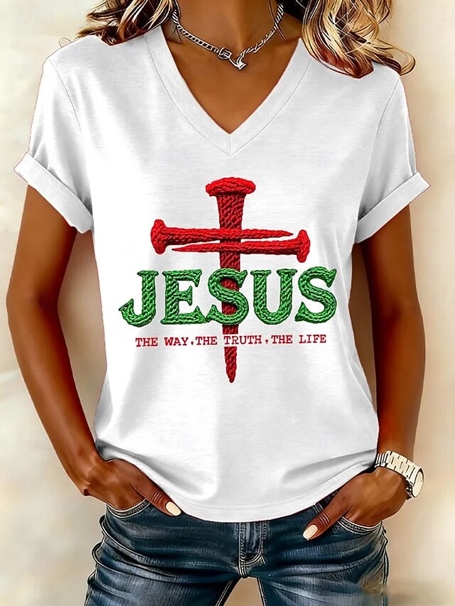 Women's T Shirt Print Graphic Letter Vintage Stylish Casual