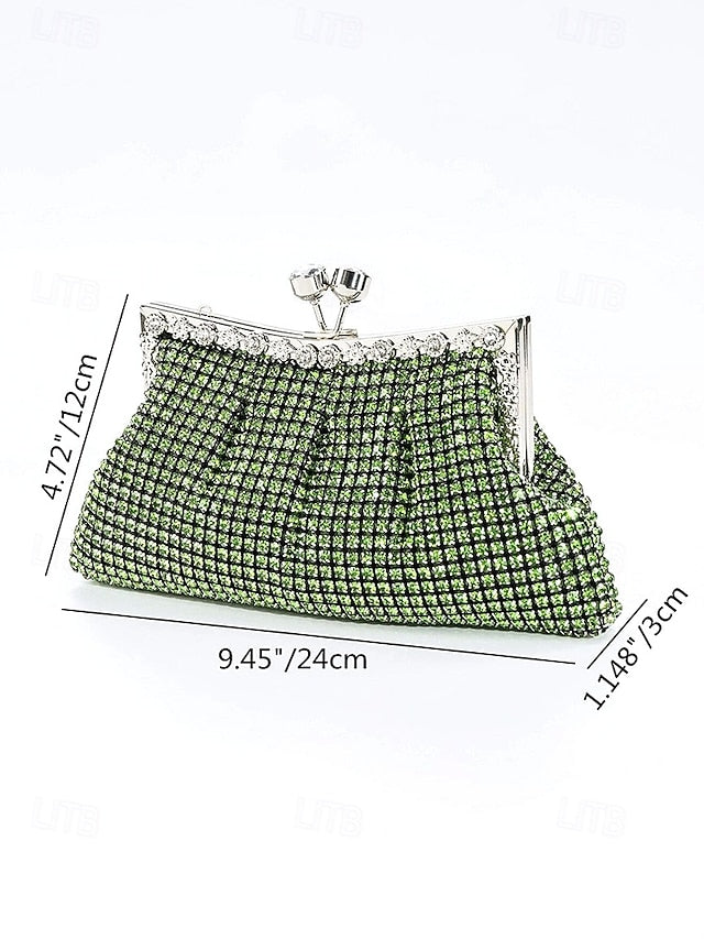 Vintage Sage Rhinestone Green Women's Clutch Purse –
