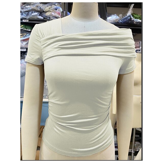 Ladies' short-sleeved, one-shoulder tops (style 2)