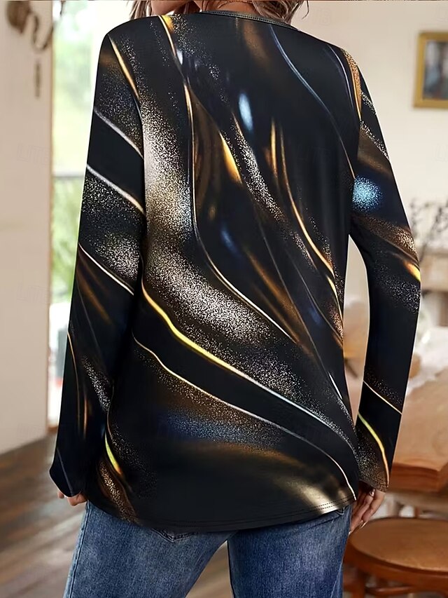 Women's T Shirt Print Graphic Striped Abstract Vintage