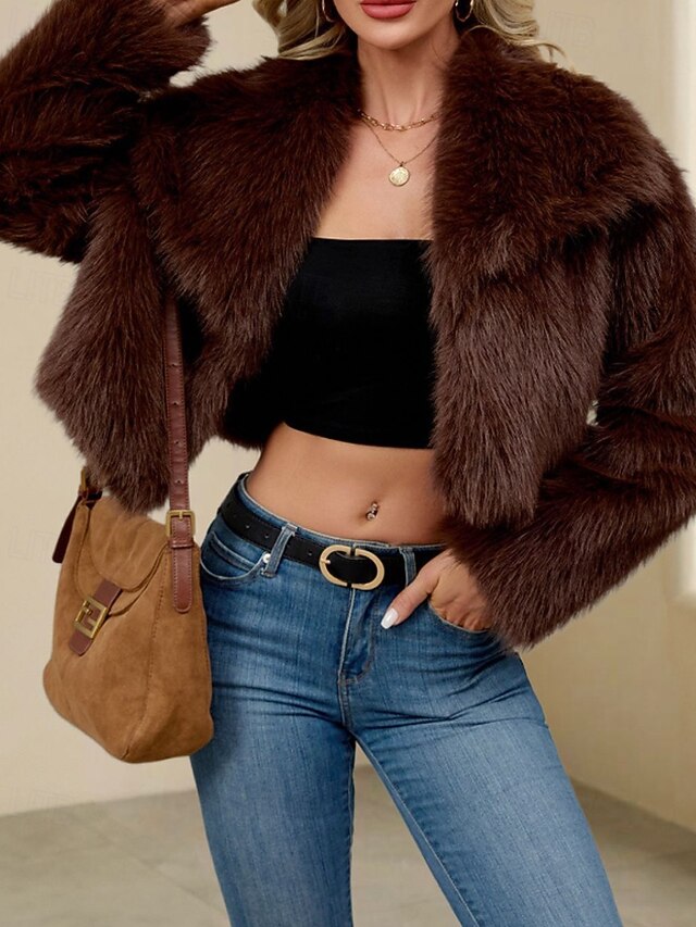 Women's Fur Leathers Faux Furs Coat Comfortable Warm