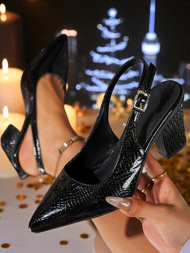 Block - Women's Pumps with Toe Gold Pointed Slingback Heel