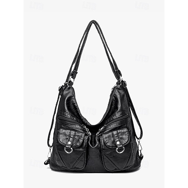 Pockets Hobo with Leather Multiple Women's Bag Faux Brown