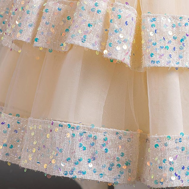 Girl Party Dress Sleeveless Flower Sequin Kids Girls'