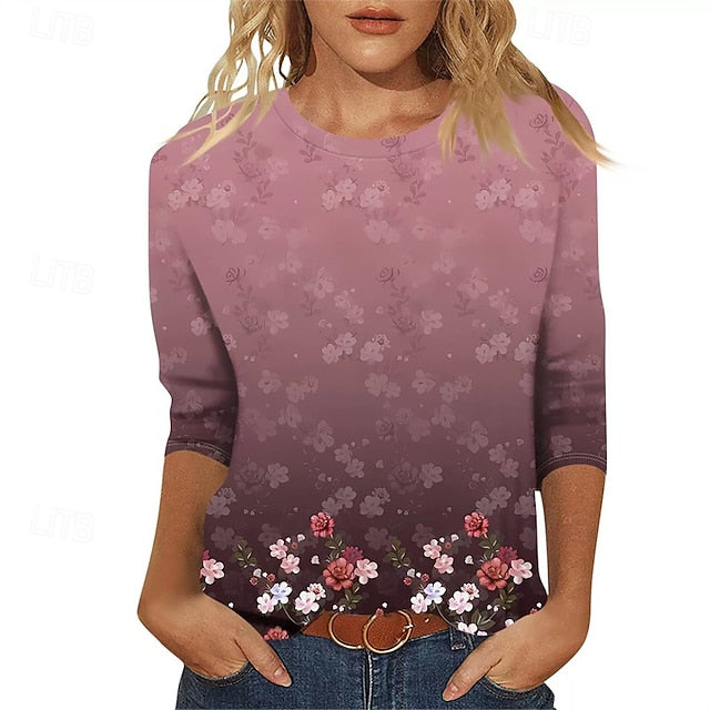 Women's T Shirt Print Floral Graphic Casual Short Sleeve