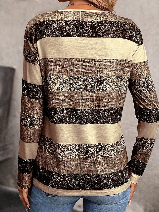 Women's Tunic Stylish Casual Print Long Sleeve Regular Tops