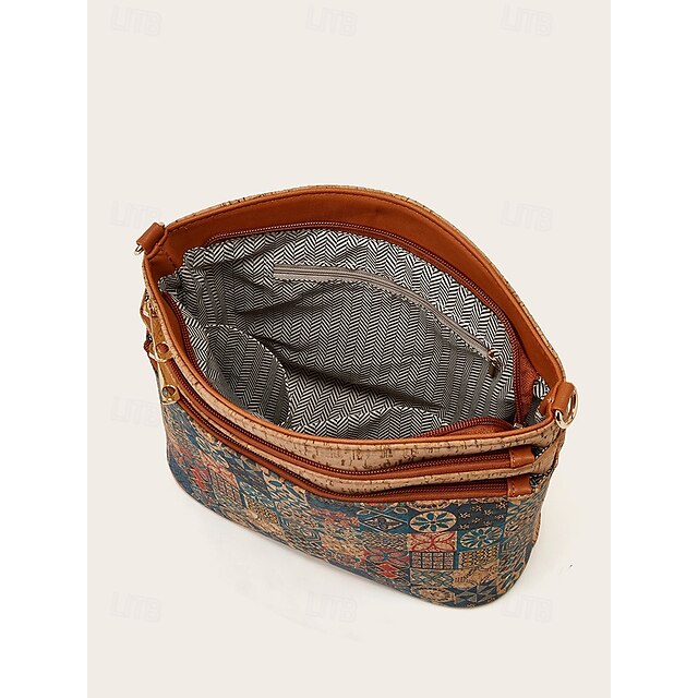 Geometric Patterns Vintage Boho Crossbody with - Lightweight Bag