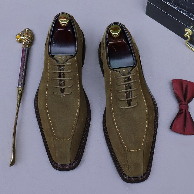 Leather Derby - Classic Cowhide Shoes Men's Genuine Suede