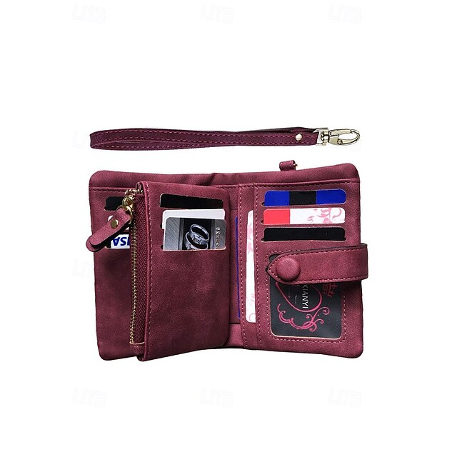 with Leather Women's Wrist Strap Faux Pink Wallet –